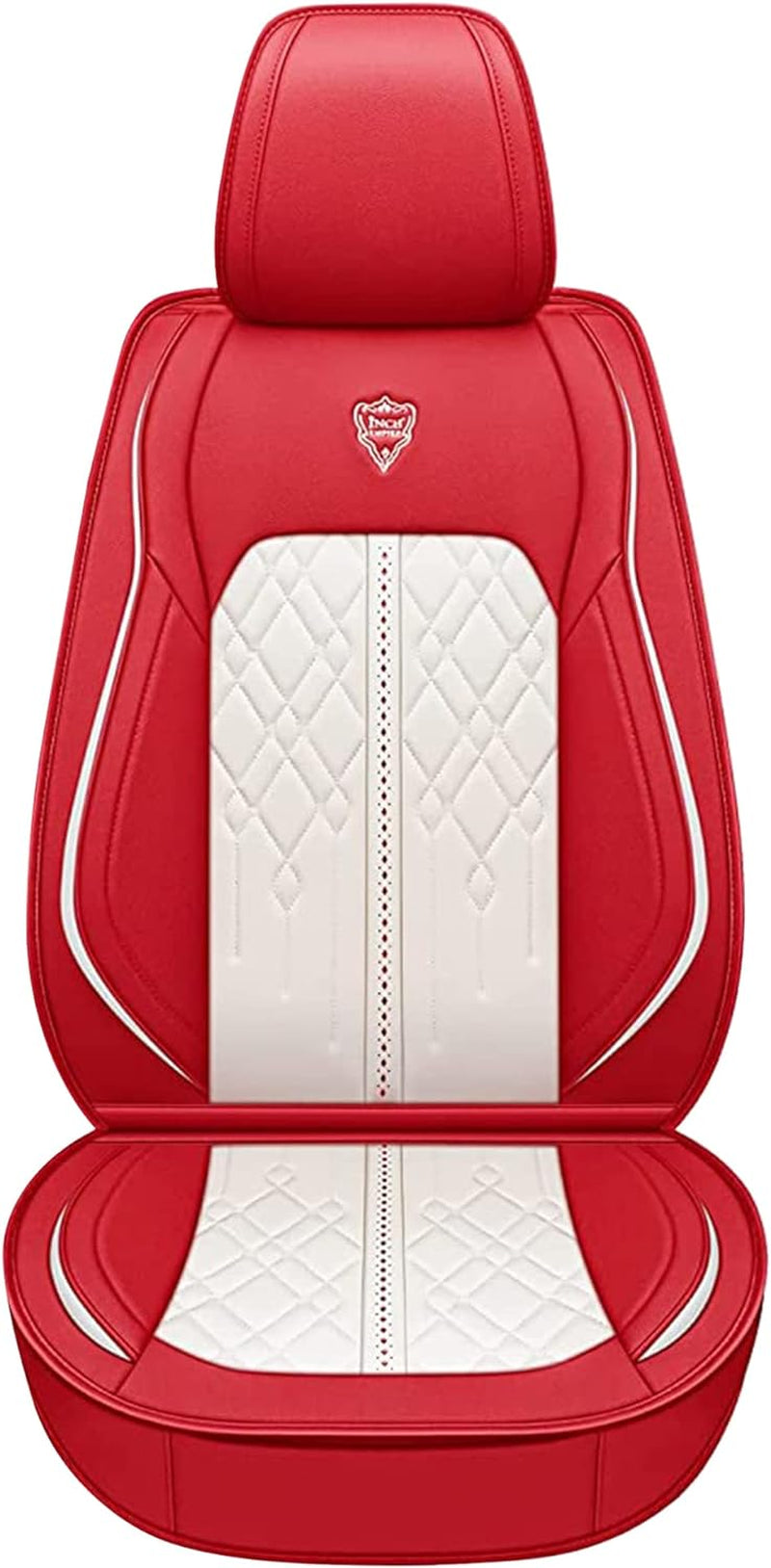 Seat Cover 5 Seats Full Set Universal Fit for Most Vehicle Sedan SUV Truck Pickup Airbag Compatible Synthetic Leather Car Seat Cushion Protector All Weather Adjustable (Red&White Diamond)