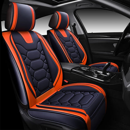 Car Seat Covers Premium Waterproof Faux Leather Cushion Universal Accessories Fit SUV Truck Sedan Automotive Vehicle Auto Interior Protector Front Pair (OS-004 Orange)