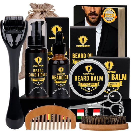 Kit De Cuidado De Barba Mejorado Con Acondicionador Para Barba, Aceite Para ...