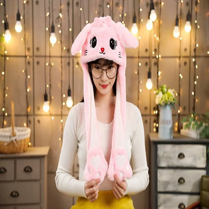 Rabbit Ear Airbag Hat: Fun Plush Toy Cap for Kids and Adults