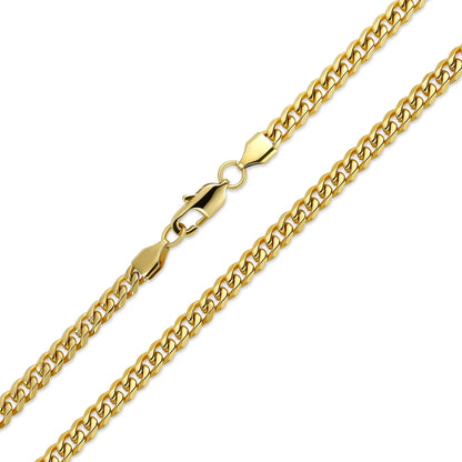 Mens 8MM Curb Cuban Chain Necklace Gold Plated Stainless Steel 24 Inch