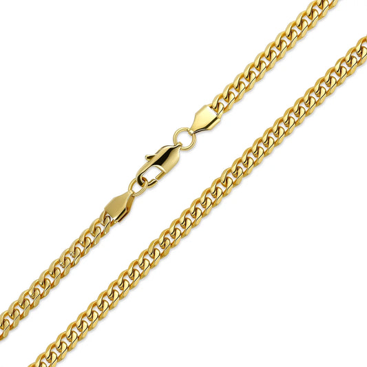 Mens 8MM Curb Cuban Chain Necklace Gold Plated Stainless Steel 24 Inch