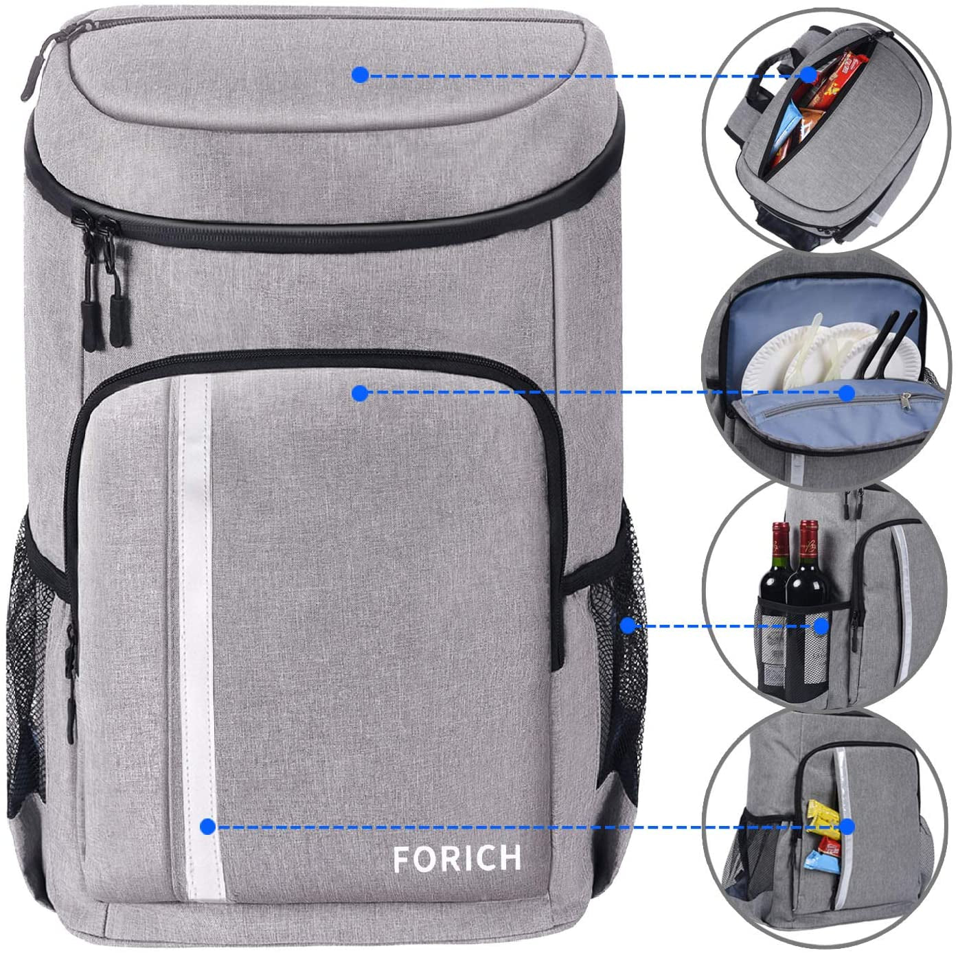 Leakproof Insulated Backpack Cooler - Lightweight Waterproof Bag for Beach, Picnics, Camping & Hiking - Holds 30 Cans