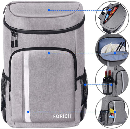 Leakproof Insulated Backpack Cooler - Lightweight Waterproof Bag for Beach, Picnics, Camping & Hiking - Holds 30 Cans