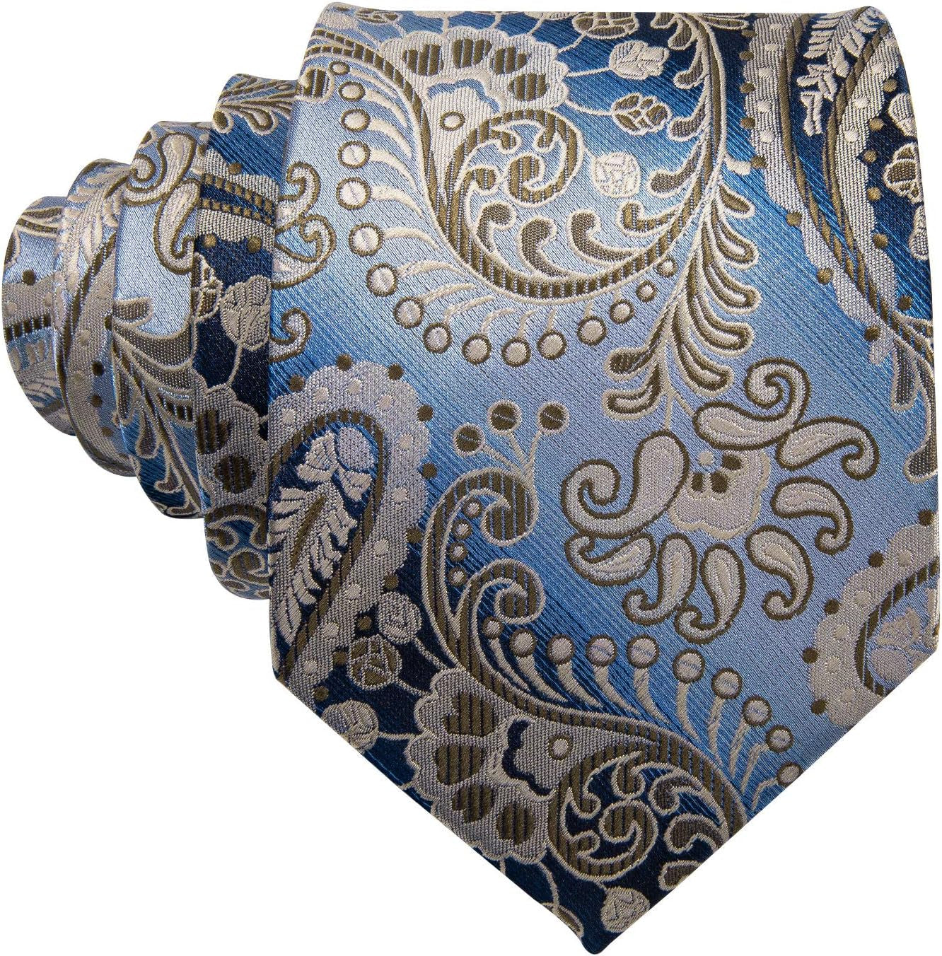 Paisley Tie Fashion Set Hanky Cufflinks Neckties for Men Woven Silk