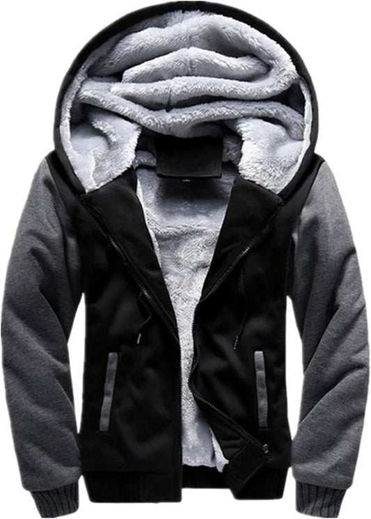 Hoodies for Men Winter Heavyweight Fleece Sherpa Lined Zipper Sweatshirt Jackets