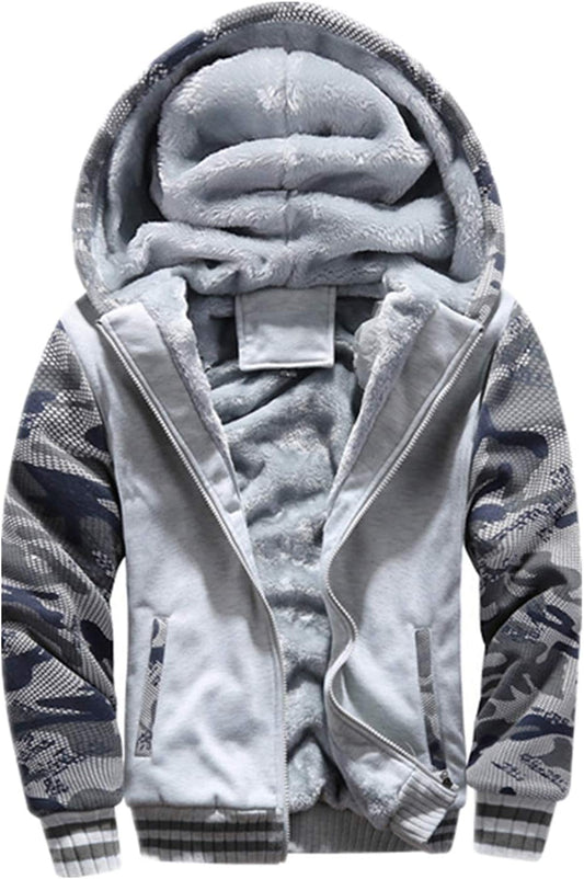 Hoodies for Men Winter Heavyweight Fleece Sherpa Lined Zipper Sweatshirt Jackets