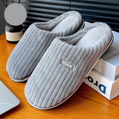 Solid Color Simple Cotton Slippers Winter Non-Slip Home Warm Plush Slippers Household 