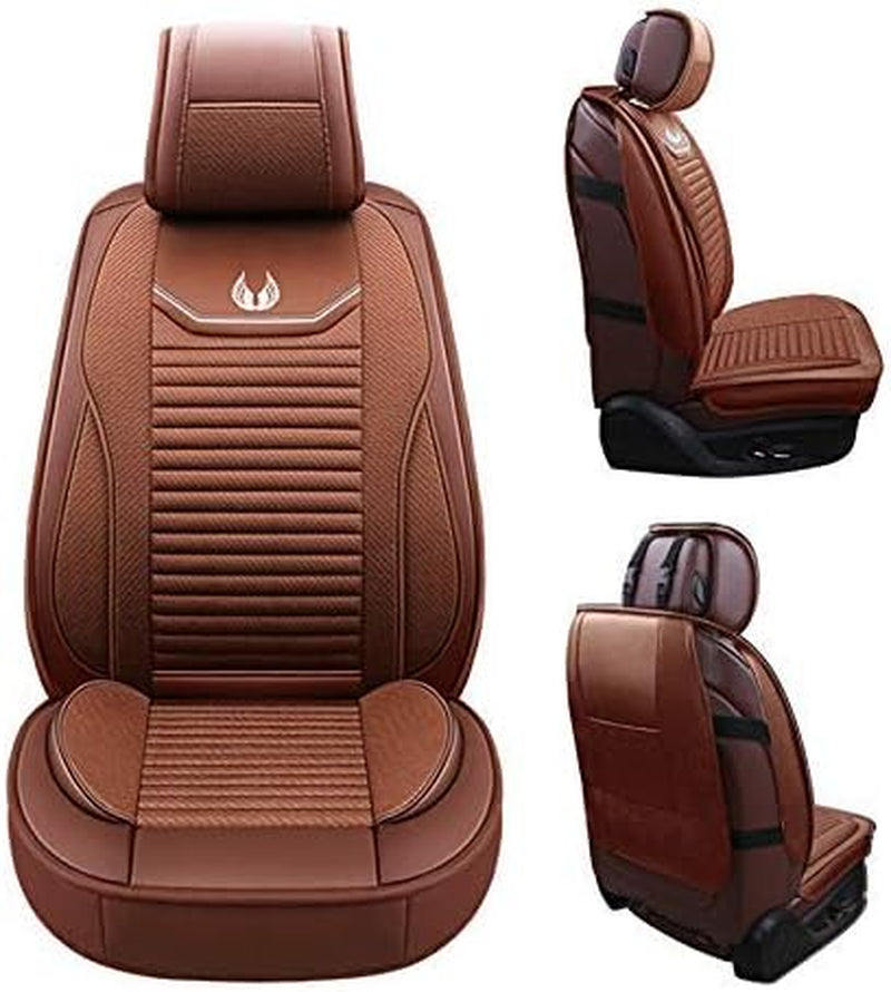 Car Seat Covers Premium Waterproof Faux Leather Cushion Universal Accessories Fit SUV Truck Sedan Automotive Vehicle Auto Interior Protector Full Set (OS-008 Brown)