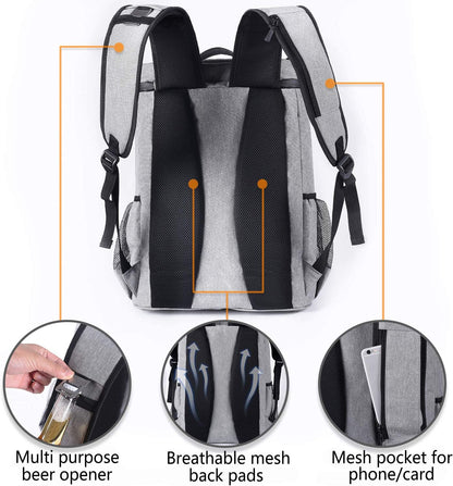 Leakproof Insulated Backpack Cooler - Lightweight Waterproof Bag for Beach, Picnics, Camping & Hiking - Holds 30 Cans