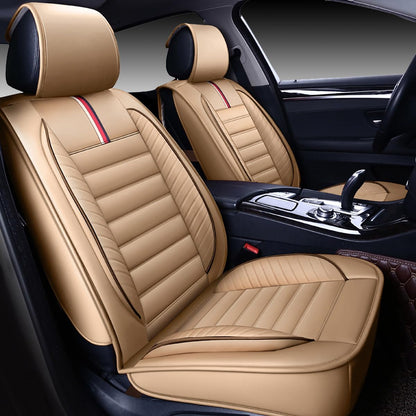 Car Seat Covers Premium Waterproof Faux Leather Cushion Universal Accessories Fit SUV Truck Sedan Automotive Vehicle Auto Interior Protector Front Pair (OS-001 Tan)